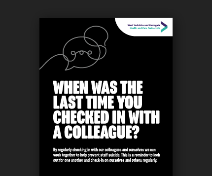 Large text saying "When was the last time you checked in with a colleague?" Above the text are some line drawings of speech bubbles