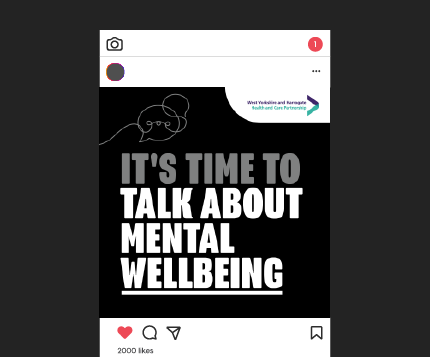 An example of a social media post. The main text says It's time to talk about mental wellbeing